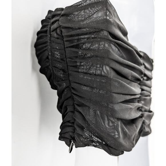 Black Strapless Bustier Corset Tulle Crop Top Nocturne - Picture 6 of 12